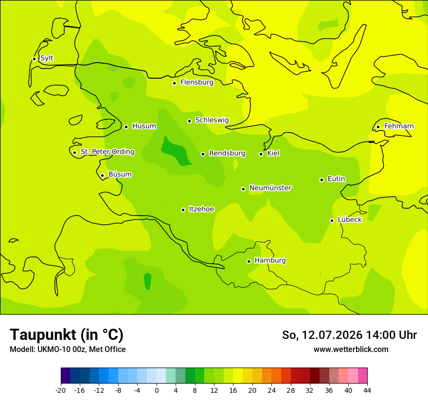 Modellkarte UKMO – td – sh