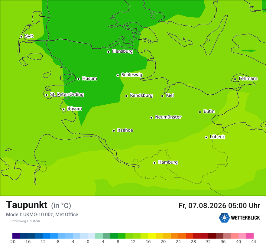 Modellkarte UKMO – td – sh