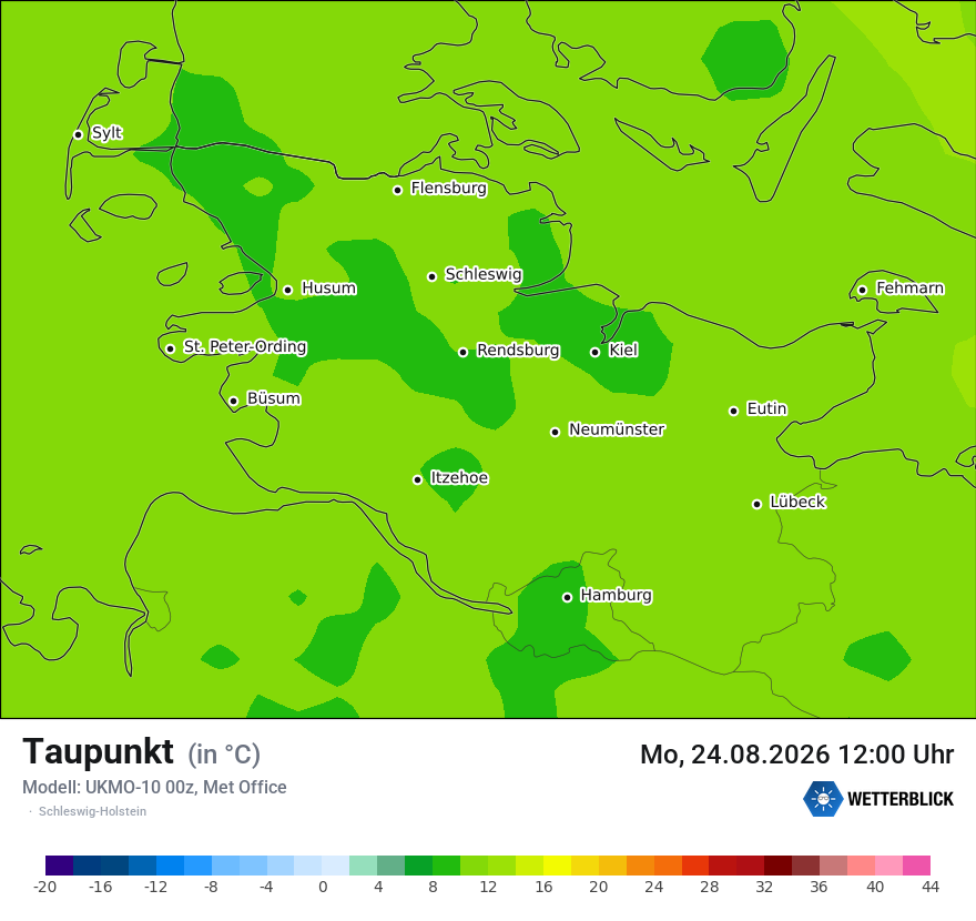 Modellkarte UKMO – td – sh