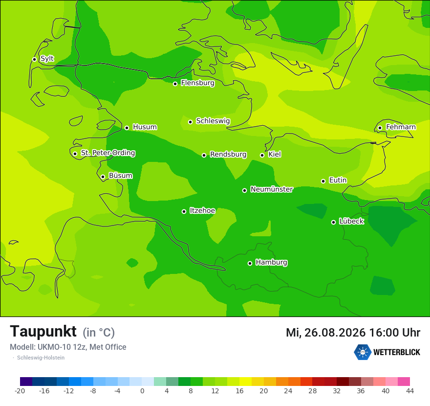 Modellkarte UKMO – td – sh