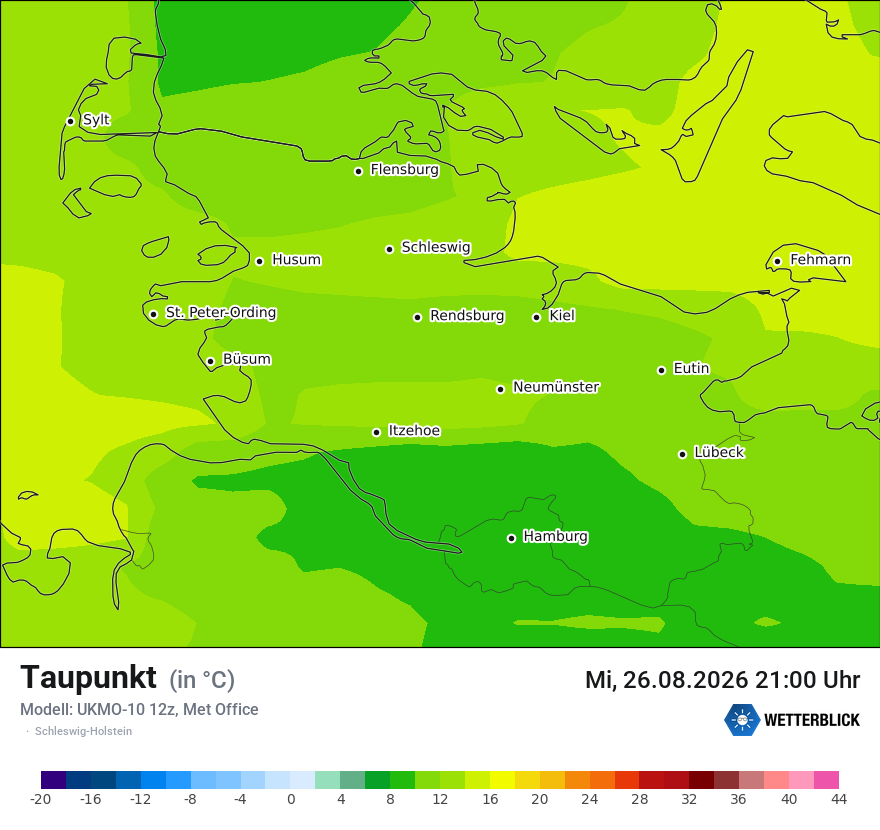 Modellkarte UKMO – td – sh