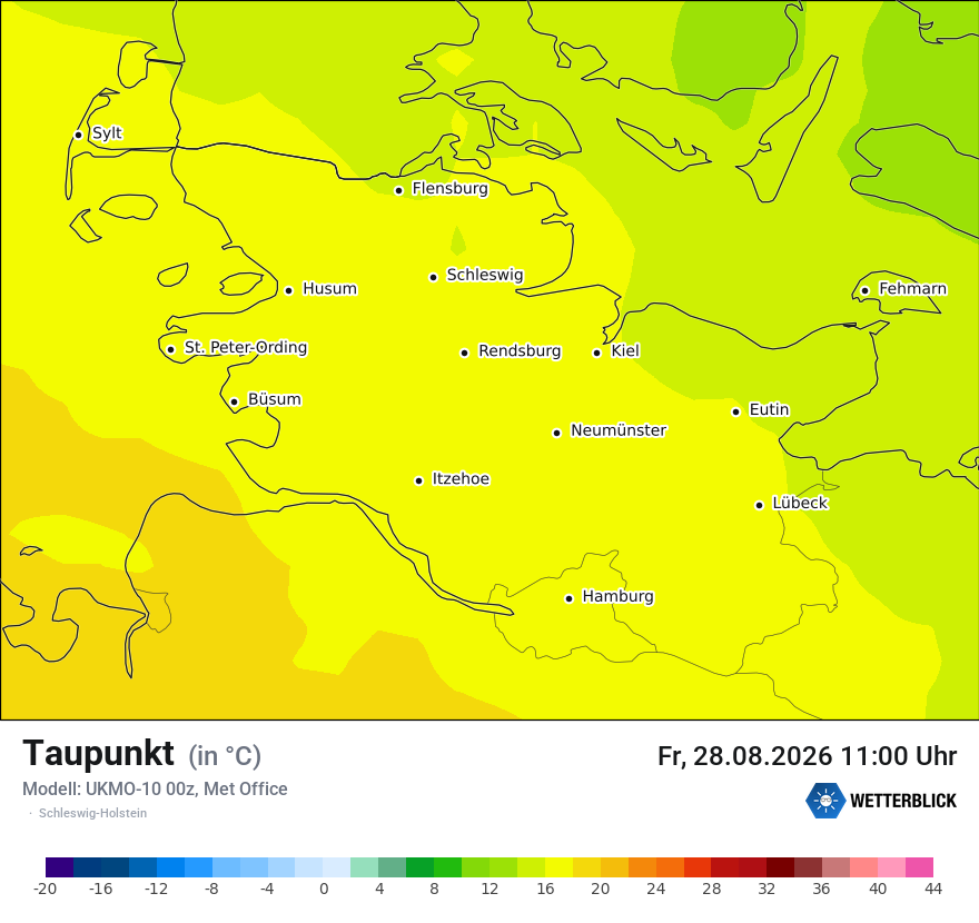 Modellkarte UKMO – td – sh