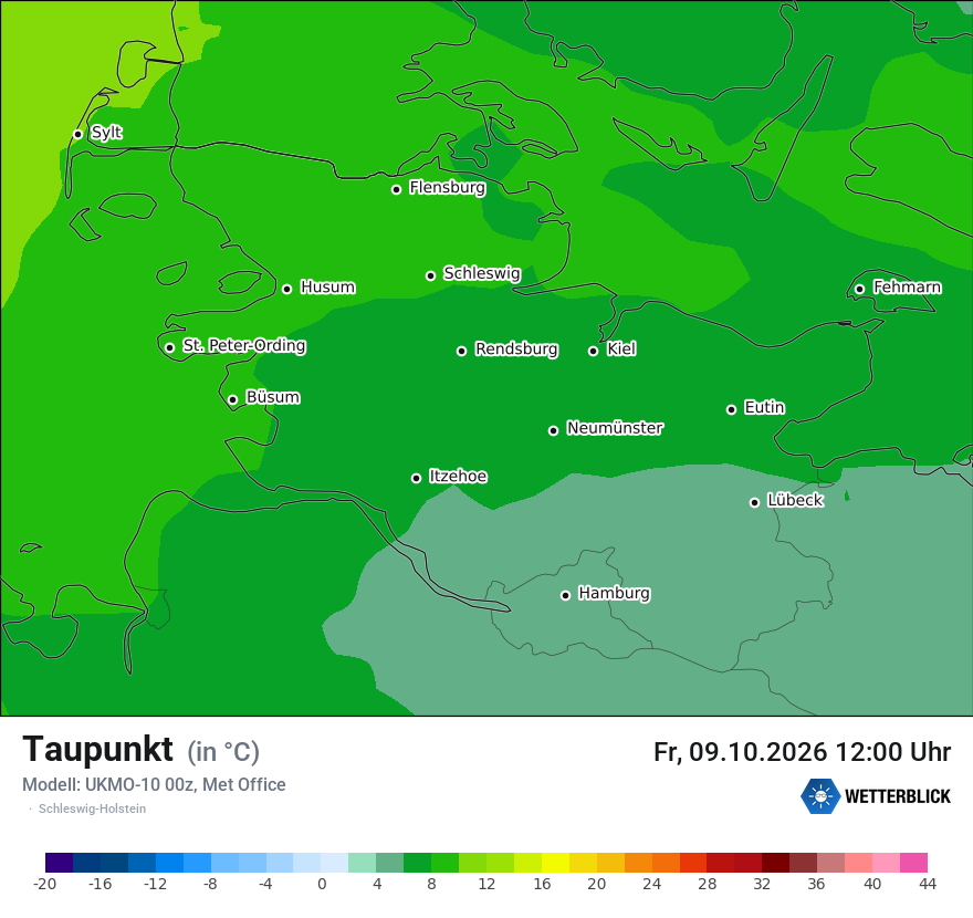 Modellkarte UKMO – td – sh