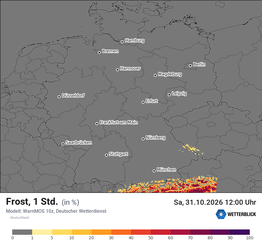 Modellkarte WARNMOS – frost – deutschland