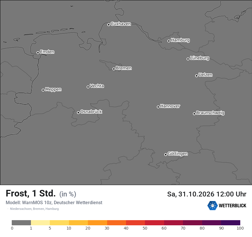 Modellkarte WARNMOS – frost – ni